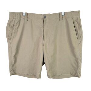 Mens Under Armour Tan Chino Golf Shorts Polyester Stretch 11" Inseam Size 42